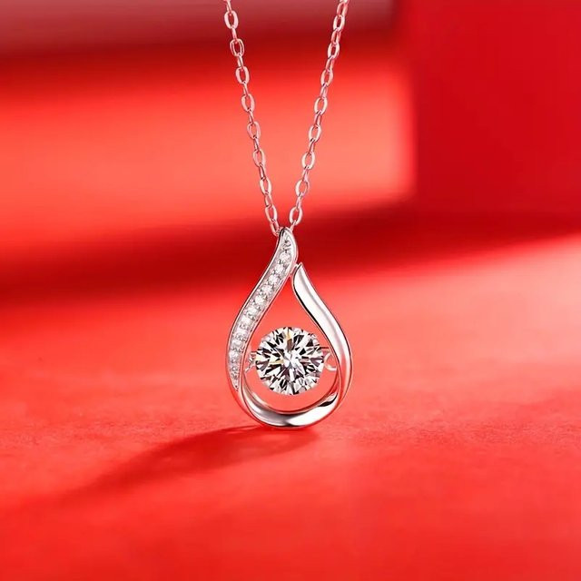 Huitan Chic Halskette, Tropfenform, Silber, Zirkonia, Damen - Bild 1