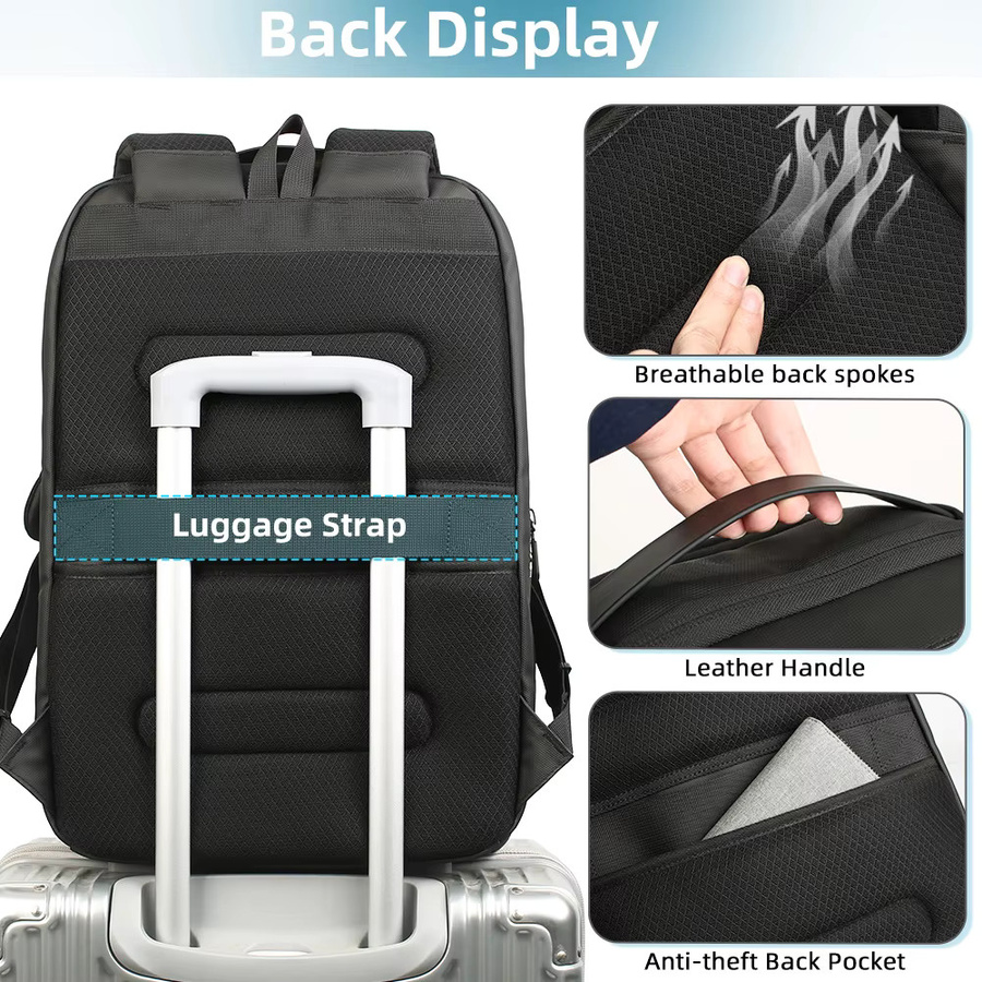 Heroischer Ritter Business Rucksack für Männer in Schwarz mit USB-C Anschluss und wasserdichtem Design für Laptops bis 17,3 Zoll - Bild 2