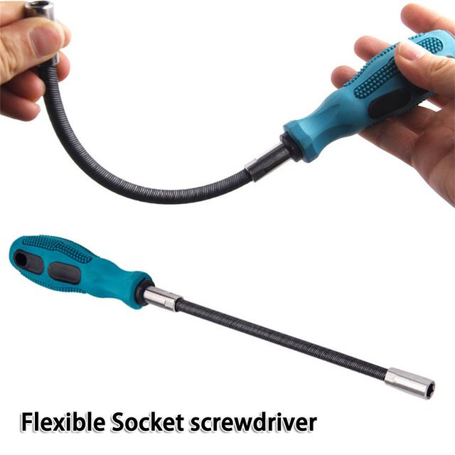 VIBRATITE Multifunktionaler flexibler Steckschlüssel-Schraubendreher in Blau-Grün mit 7 mm Sechskant - Bild 1
