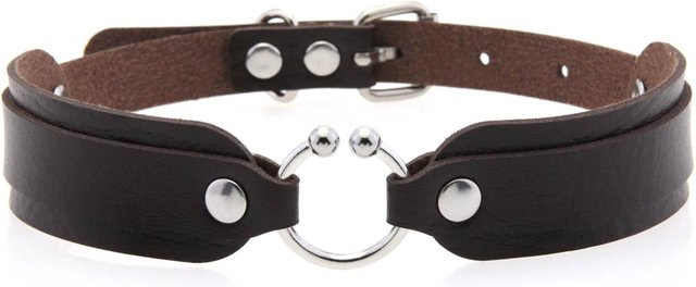 DIEZI Choker-Halskette PU-Leder, kreisförmiger Anhänger, black, Unisex - Bild 1