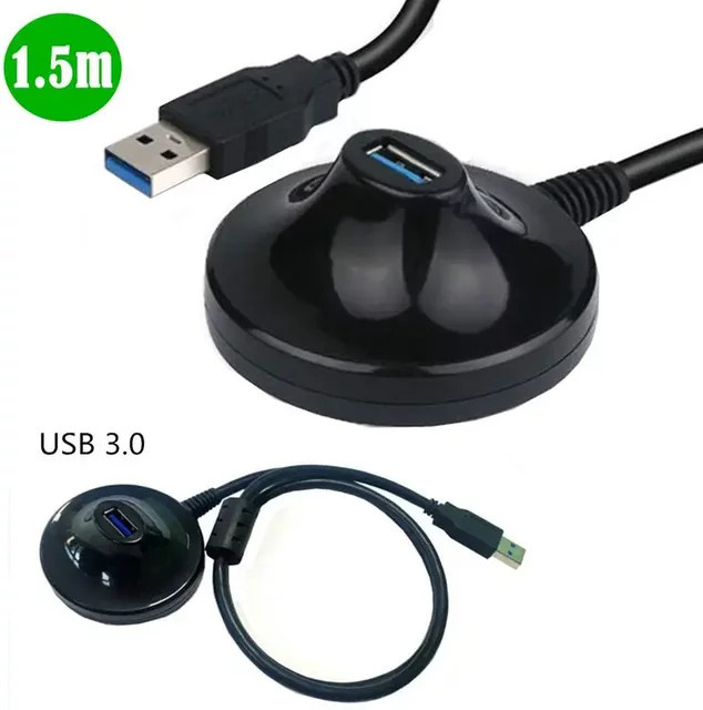 BSN USB 3.0 Verlängerungskabel mit Sockel, männlich zu weiblich, Schwarz, Länge: 1,5 m - Bild 1