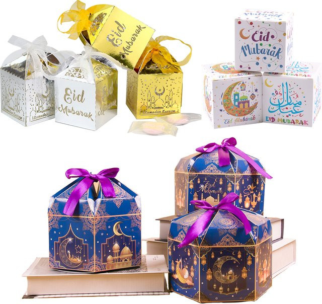 WEIGAO Eid Mubarak Candy Box aus Rindsleder und Papier für Ramadan Kareem als islamische Geschenkbox und Dekoration - Bild 1