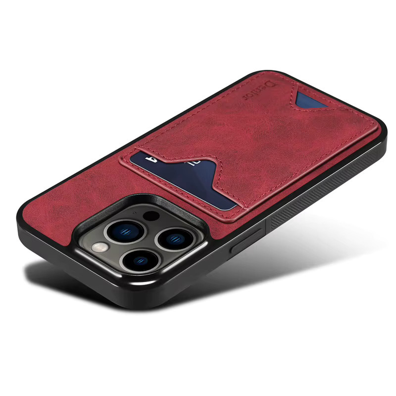 Denior Handyhülle aus PU Leder mit Kartenhalter für iPhone 15 14 13 12 Pro Max in Braun - Bild 3