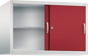 C+P Aufsatzschrank Acurado mit Schiebetüren, Front Rubinrot, Korpus Lichtgrau, H 79,0 cm x B 120,0 cm x T 50,0 cm - Bild 1