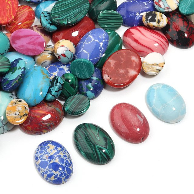 Louleur Cabochon-Perlen, synthetisch, türkisfarben, oval, 10 Stück - Bild 1