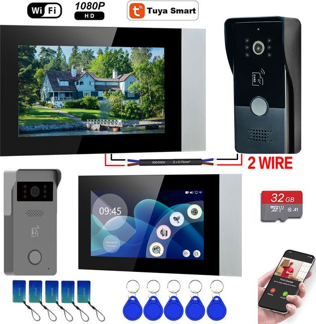 Smart Home Video-Gegensprechanlage mit 7 Zoll Farb-Touchscreen und 1080P WLAN Kamera via Tuya App - Bild 1