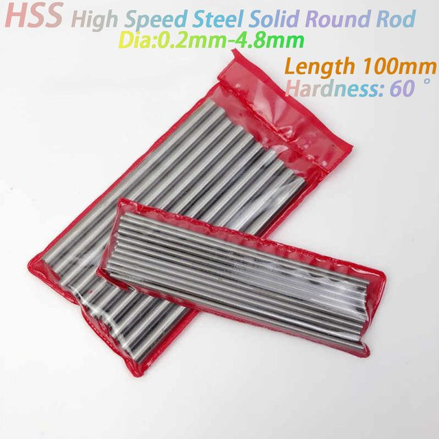 Massive Rundstange aus HSS-Hochgeschwindigkeitsstahl in Silber, Durchmesser: 0,2 bis 4,8 mm, Länge: 100 mm - Bild 1