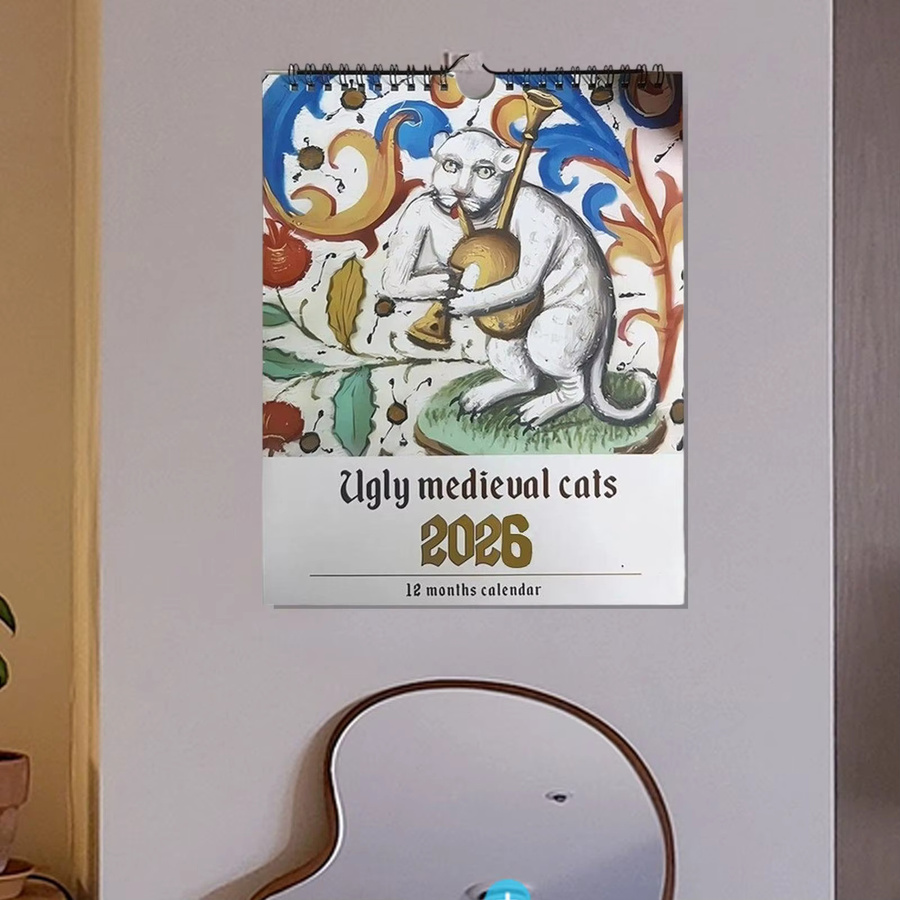 Lustiger Wandkalender 2026 mit mittelalterlichen Katzen als Tages- und Monatsplaner in Mehrfarbig - Bild 2