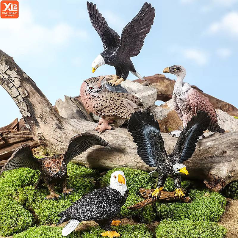 XIALIBAOMOWAN Wildtier-Vogelspielzeugset, Adler, Eule und Weißkopfsee-Figuren, Tiere - Bild 2