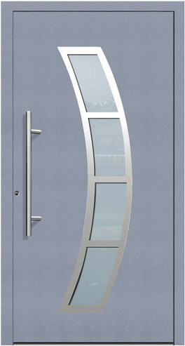 KNOCK Flügelüberdeckende Kunststoff-Haustür Terra mit Glaseinsatz, grau, Höhe: 210,0 cm, Breite: 100,0 cm - Bild 1