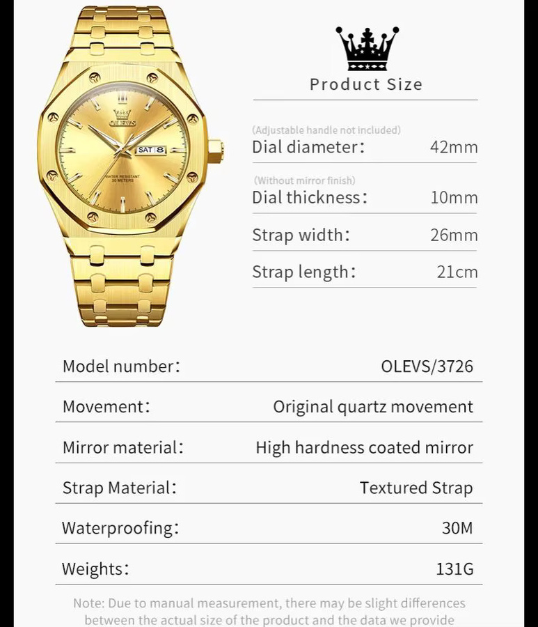 OLEVS Armbanduhr Quarz, Edelstahl, Gold, Herren - Bild 4