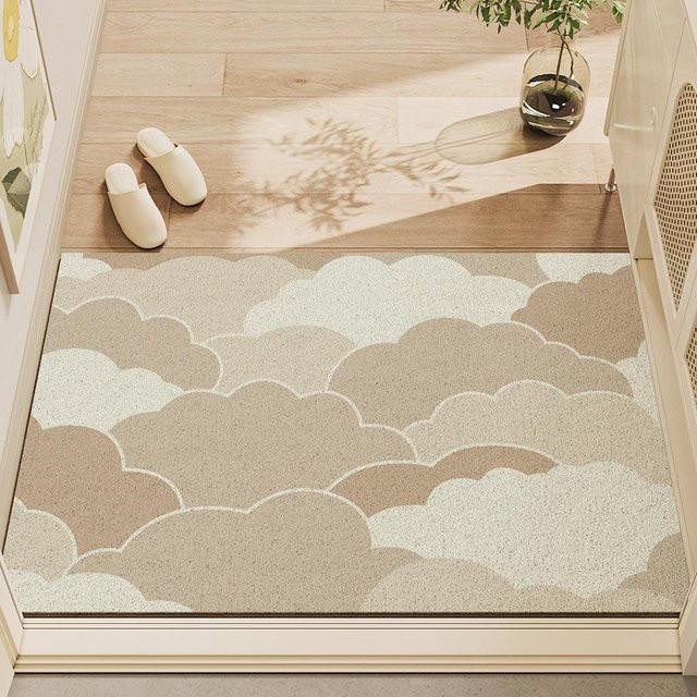Nordische Blatt-Fußmatte mit floralem Design, schmutzabweisend und rutschfest, B/B: 45 x 75 cm, Mehrfarbig - Bild 1