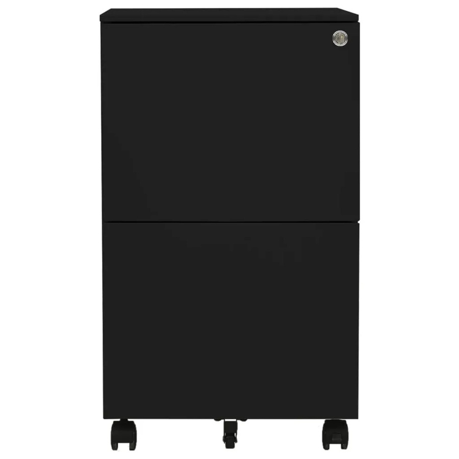 vidaXL Aktenschrank aus Stahl in Schwarz mit Rollen und Schloss, B/T/H: 39 x 45 x 67 cm - Bild 2