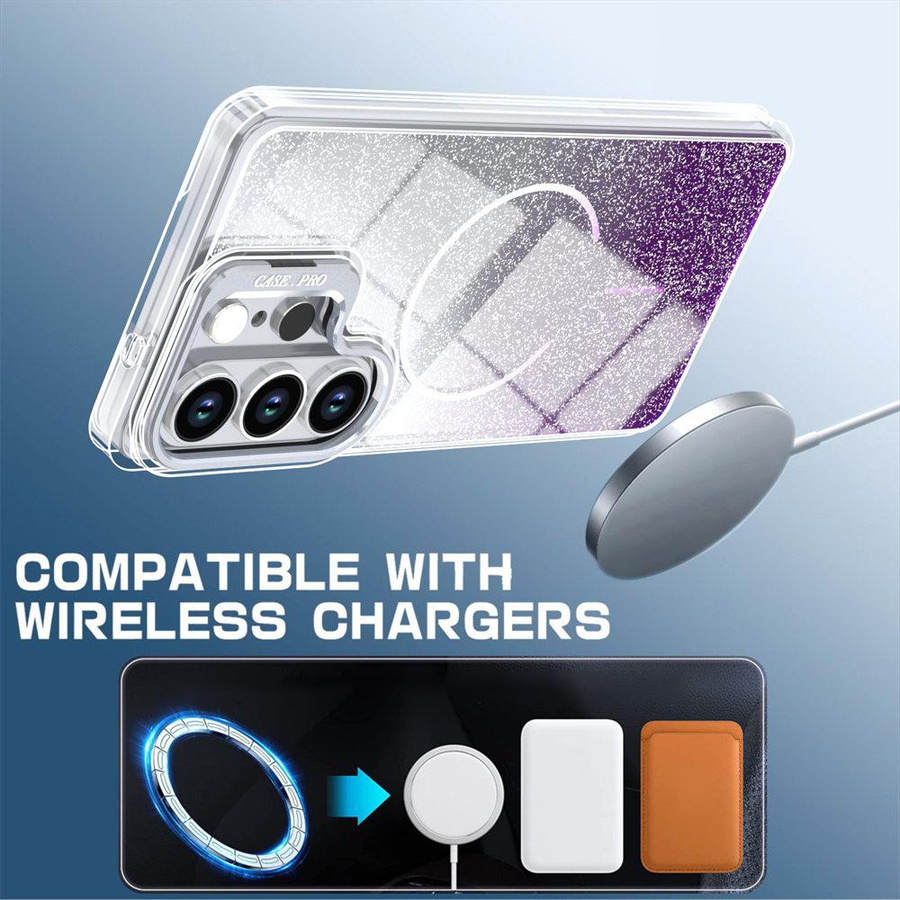 Glitzer-Handyhülle mit Magnetischem Halter und Ständer für Samsung Galaxy S26 Ultra S2 Plus S24 FE A6 A37 A17 in Transparent - Bild 3