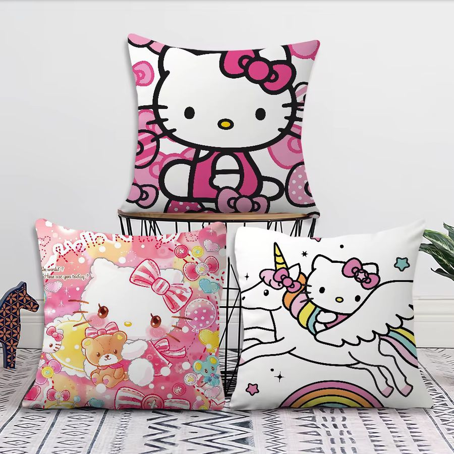 HelloKitty Kissenbezug mit süßem Cartoon-Katzen-Design in Multicolor für Sofa und Wohnzimmer - Bild 3