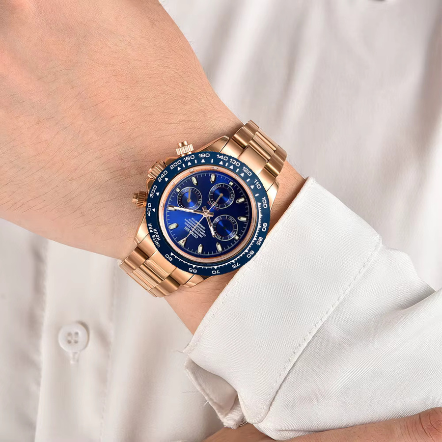 OUMASHI Chronograph, Blau, Gold, Automatik, 39,3 mm, Herren - Bild 2
