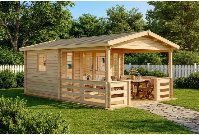 Alpholz Holz-Gartenhaus Lappland naturbelassen mit 34 mm Wandstärke B/T: 410 x 594 cm - Bild 1