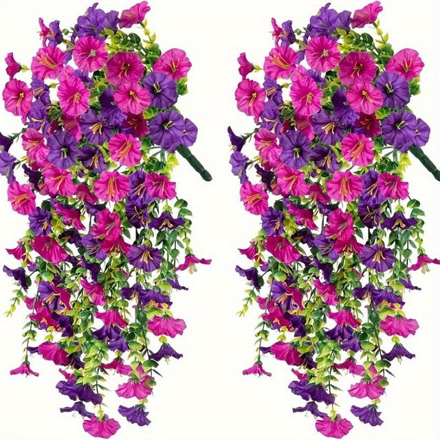MENGHAO Künstliche Blumen Girlande in Rot und Mehrfarbig, Hängende Pflanze für Garten, Hochzeit und Wohnkultur, Höhe: 75 cm - Bild 1