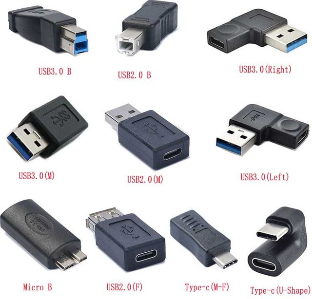 MACDOT USB-C auf Micro-USB Adapter, Typ-C zu USB 2.0/3.0 Konverter für Mobiltelefone und Drucker, Schwarz - Bild 1