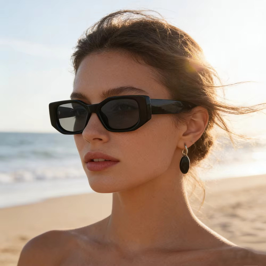 Ruiao Sonnenbrille, unregelmäßiger dicker Rahmen, Vollrand, Schwarz, Unisex - Bild 2