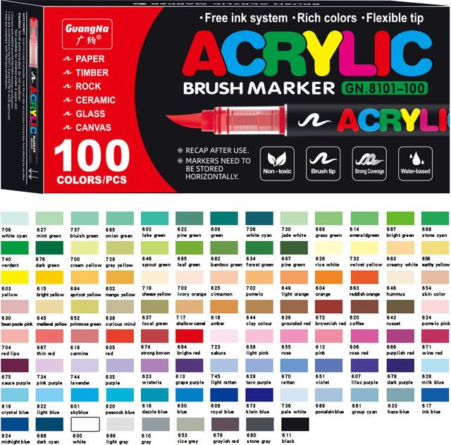 GuangNa Acrylmarker Set mit Pinselspitze in 120 Farben für DIY Kunst und Felsmalerei - Bild 1