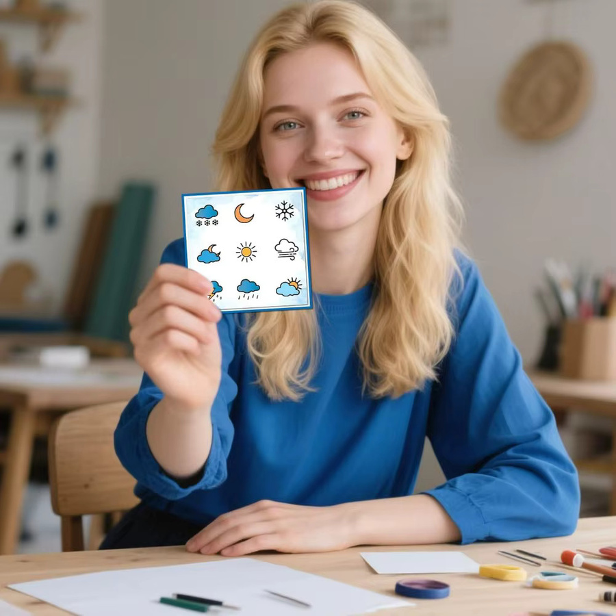 Transparenter Wetter-Tagebuch Stempel für Scrapbooking mit Datum, Temperatur und Wochenaufzeichnung - Bild 3