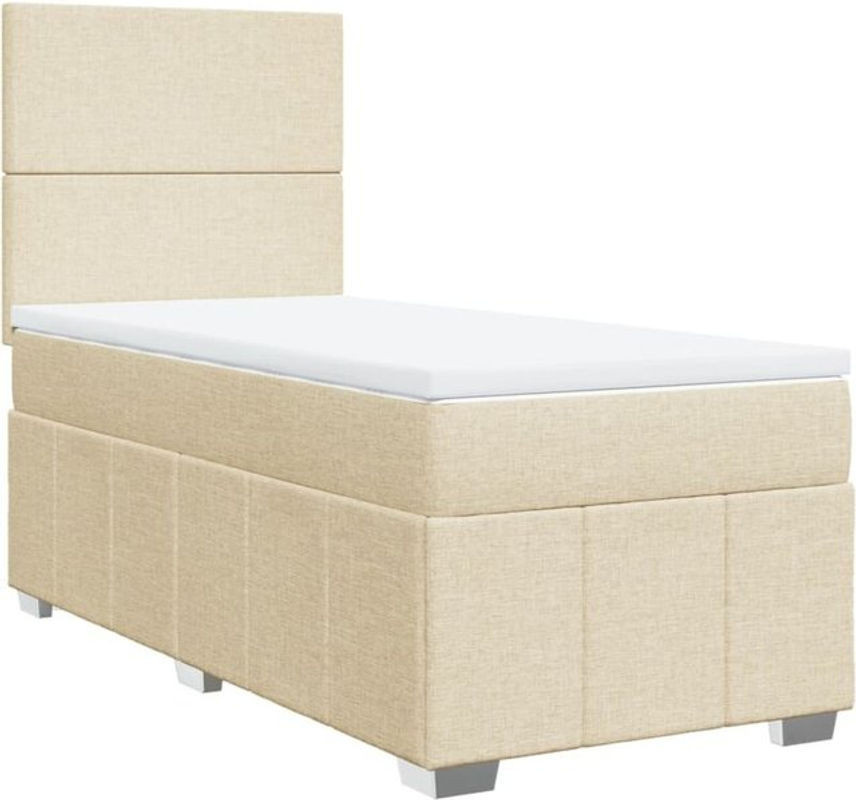 vidaxl Boxspringbett mit Matratze aus Stoff in Creme, B/T/H: 90 x 190 x 140,5 cm - Bild 1