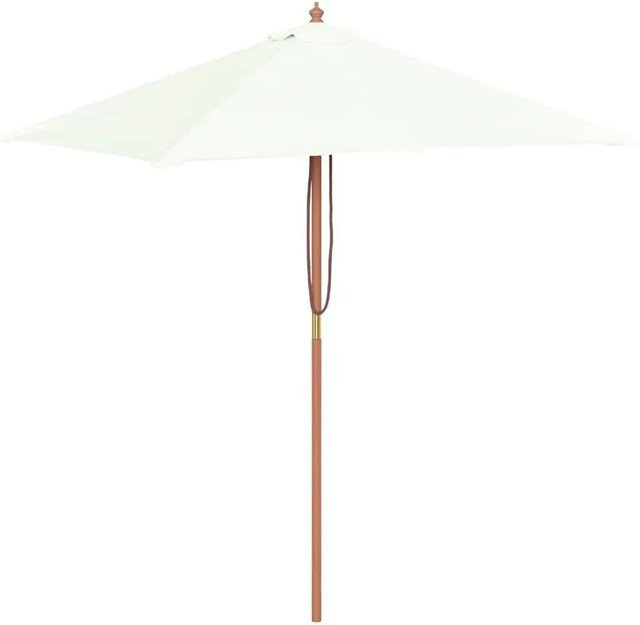 vidaXL Sonnenschirm mit Holz-Mast aus Bambus und Hartholz in Sandweiß, B: 200 cm, T: 150 cm, H: 235 cm - Bild 1