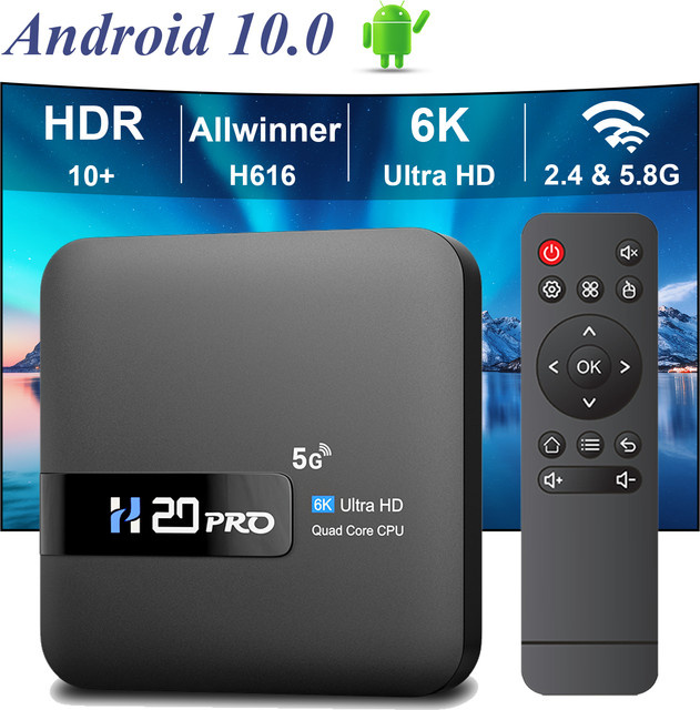 Hongtop H20Pro Android 10 TV Box mit 16GB Speicher, 4K UHD Unterstützung und Dual-Band WiFi in Schwarz - Bild 1