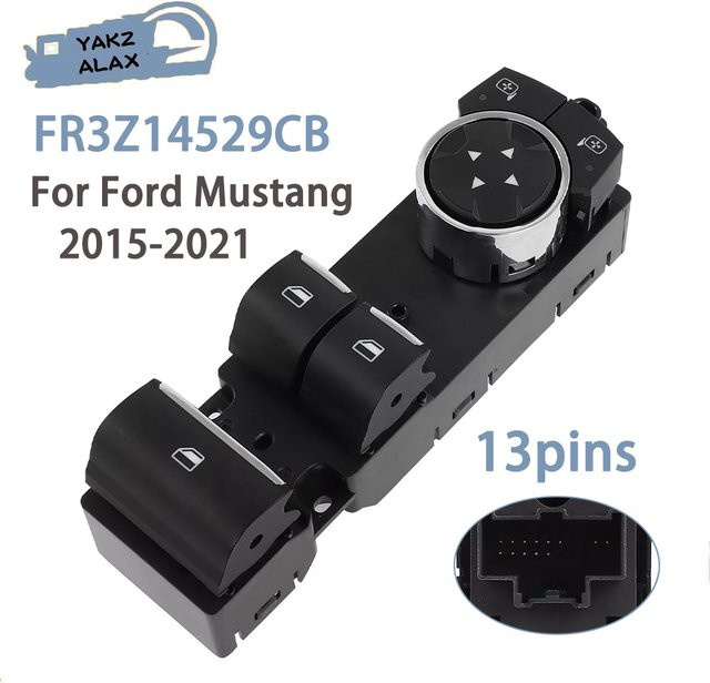 YAKZOLIX Hauptfenster-Steuerschalter Reglerknopf für Ford Mustang 2015 bis 2021, Farbe: Schwarz, FR3Z14529CB FR3Z-14529-CB - Bild 1