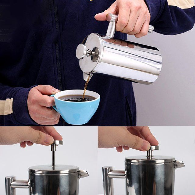 NICEYARD French Press Kaffeebehälter aus Edelstahl in Silber für Espresso und Tee - Bild 1