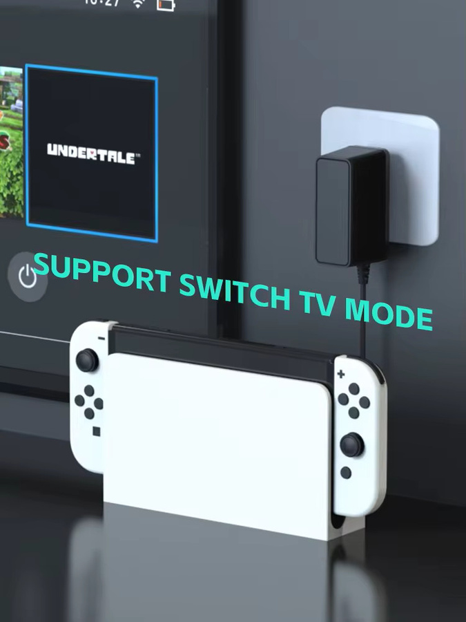 DATA FROG AC-Adapter Ladegerät für Nintendo Switch, USB-C Netzteil in Schwarz für den TV-Dock-Modus - Bild 3