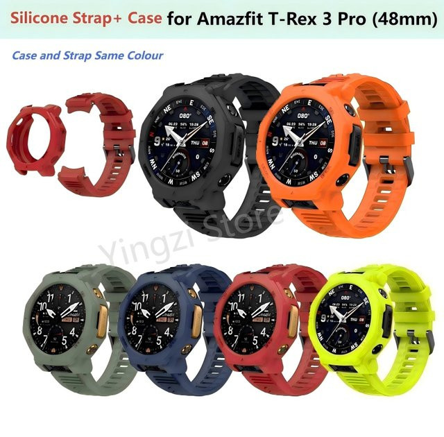 Amazfit Uhrenarmband und Hülle, Silikon, Schwarz, T-REX 3 Pro 48 mm - Bild 1