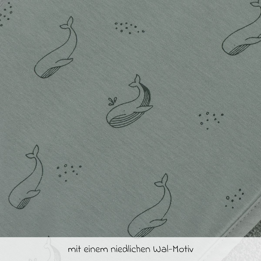 Fillikid Kapuzenbadetuch Wal in Grün und Grau aus Baumwolle für Babys, B/B: 75 x 75 cm - Bild 2