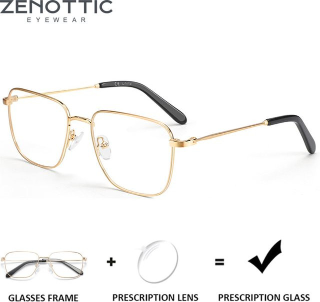 ZENOTTIC Square Korrektionsbrille, Vollrand, Metall, Gold, Herren - Bild 1