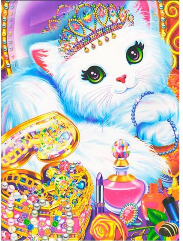 FIYO Diamond Painting Set Kat im Kühlschrank Motiv als DIY Kreuzstich Mosaik Dekoration, Mehrfarbig, B: 30 cm, H: 20 cm - Bild 1