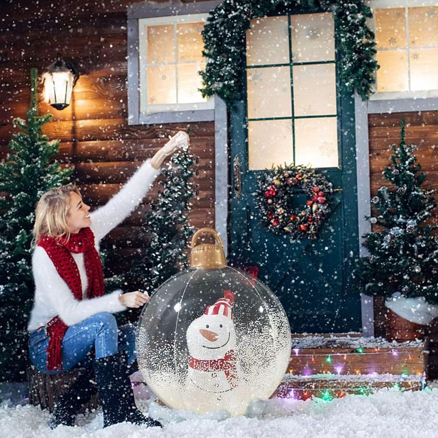 DUTRIEUX Weihnachtskugel aus PVC, extra große aufblasbare Dekoration mit Haken für Innen und Außen, Durchmesser: 60 cm - Bild 3