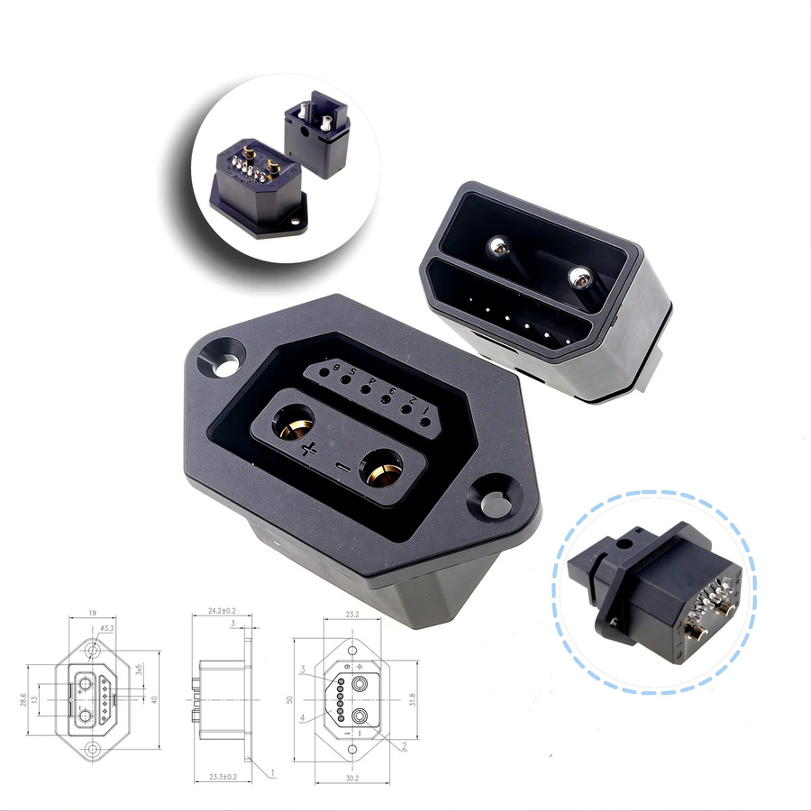RTLECS Elektrischer Fahrzeug Batterie Ladegerät Port Stecker Adapter Buchse für Niu Yadea Aima E-Bike und E-Roller, Schwarz - Bild 2