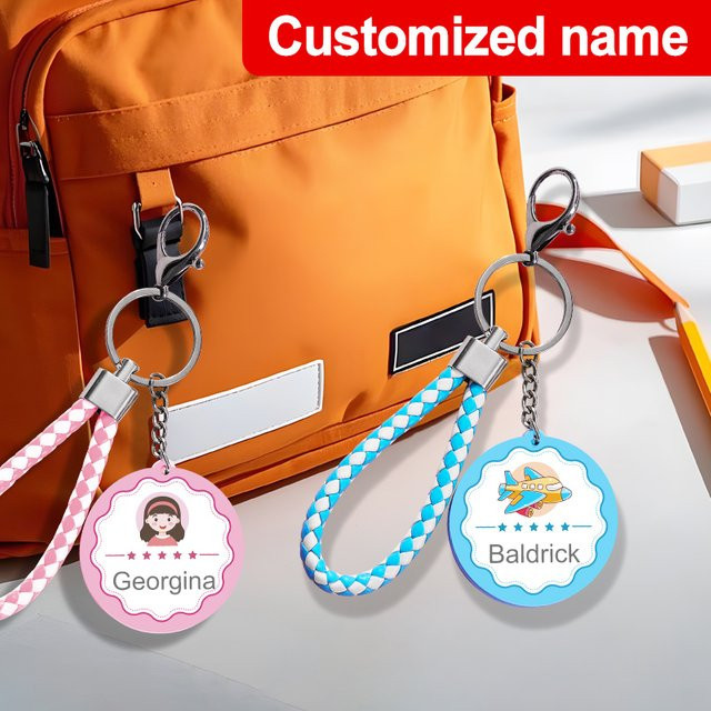 Personalisierter Leder-Schlüsselanhänger mit individuellem Namen, Kinder - Bild 1