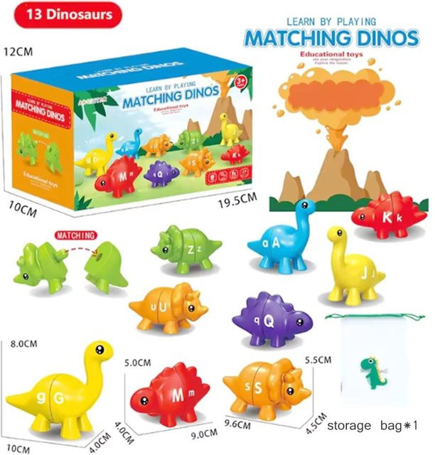 Dinosaurier-Alphabet-Zahlen-Lernspielzeug, Montessori-Lernspielzeug, ab 3 Jahre - Bild 1