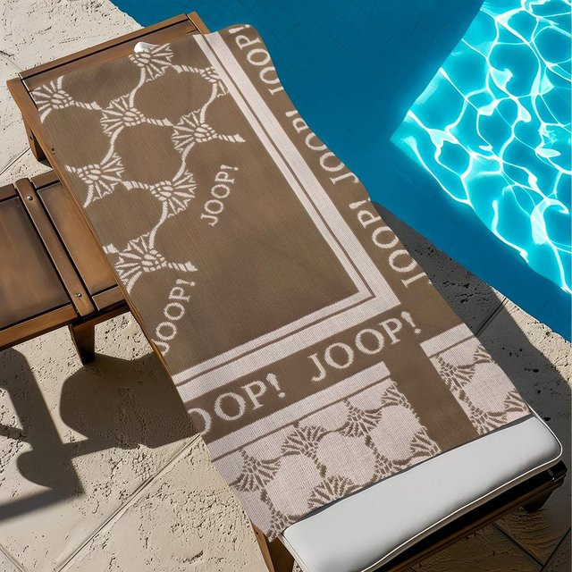 JOOP! Mikrofaser-Strandtuch, schnelltrocknendes und weiches Badetuch mit Grafikprint, Farbe: Braun, B/H: 70 x 140 cm - Bild 1