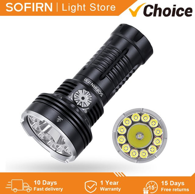 Sofirn IF30 LED-Taschenlampe mit 12000 lm und SFT40 LED, Schwarz, wiederaufladbar via USB-C, IPX8 wasserdicht - Bild 1