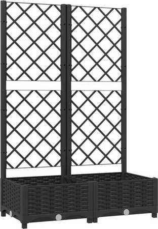 vidaXL Gartenpflanzgefäß mit Spalier in Schwarz aus PP, B/T/H: 80 x 40 x 121,5 cm