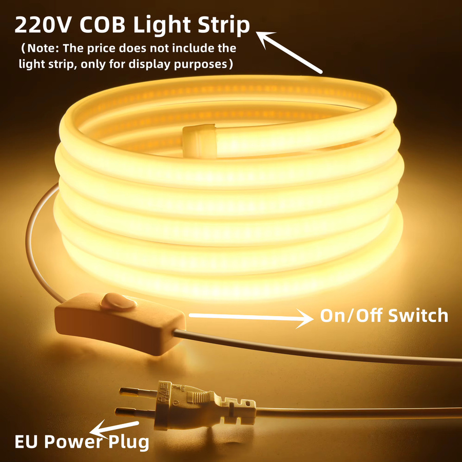 CHNAITEKE Netzstecker mit EIN/AUS-Schalter für COB-LED-Streifen, weißes Kabel für 220 V, LED-Licht-Zubehör - Bild 3