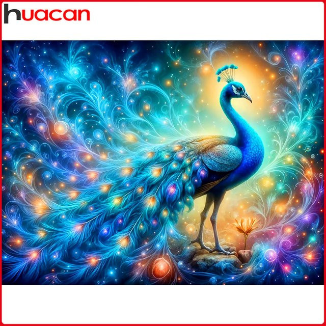 Huacan DIY Diamantmalerei Pfau als Stickerei-Set in Multicolour, B/H: 30 x 20 cm - Bild 1