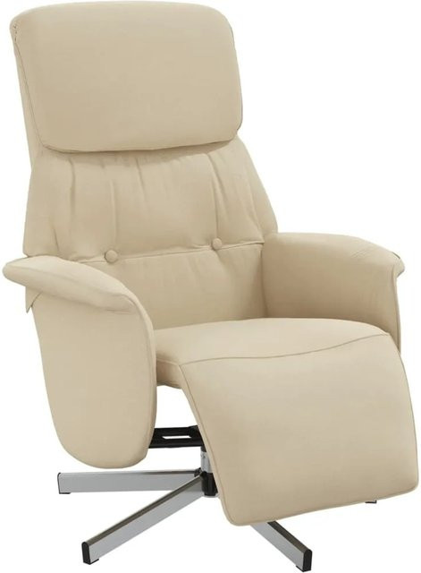 vidaXL Relaxsessel mit Fußteil in Beige aus Stoff mit 360-Grad-Drehfunktion und verstellbarer Rückenlehne - Bild 1