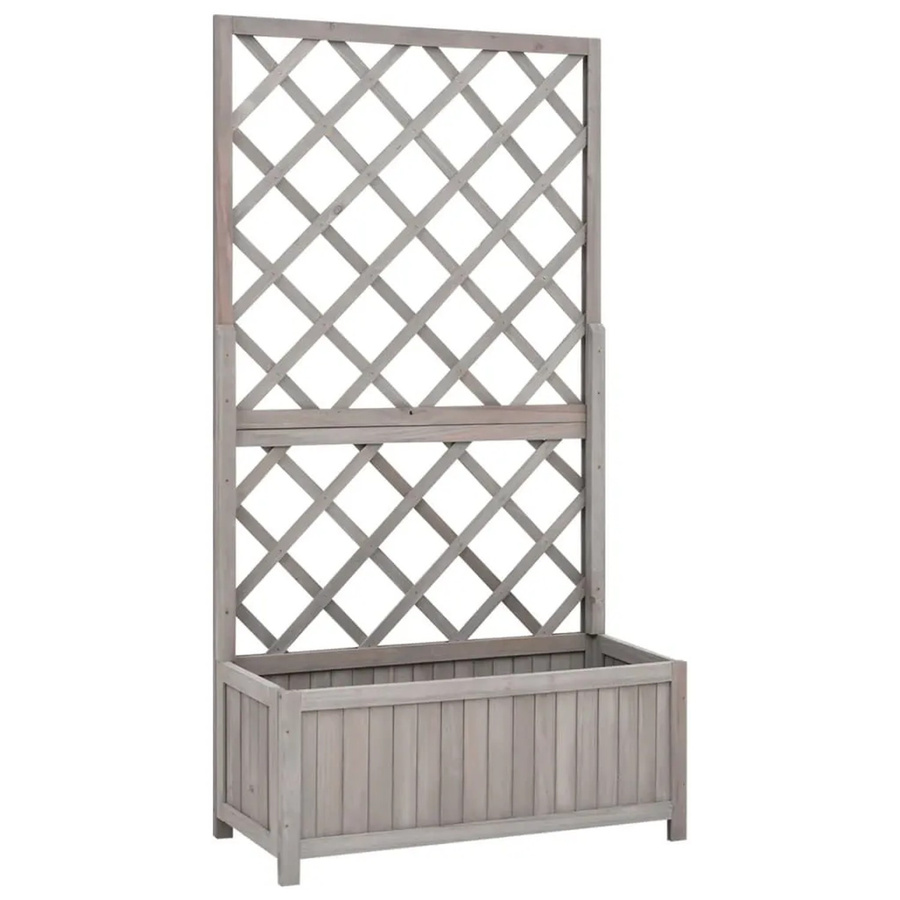 DELUKE Rankkasten Gartenspalier MALO aus massivem Tannenholz mit Blumenkasten und Rankgitter, Grau, H x B x T: 135 x 70 x 30 cm - Bild 2