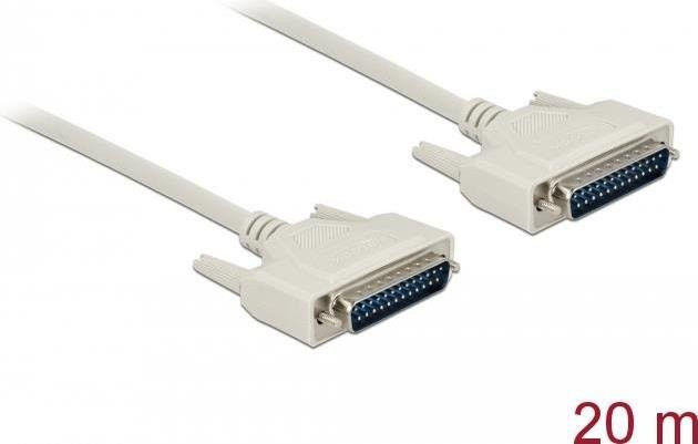 Delock Serielles Kabel DB-25 (M) auf DB-25 (M) mit Daumenschrauben, beige, Länge: 20,0 m - Bild 1