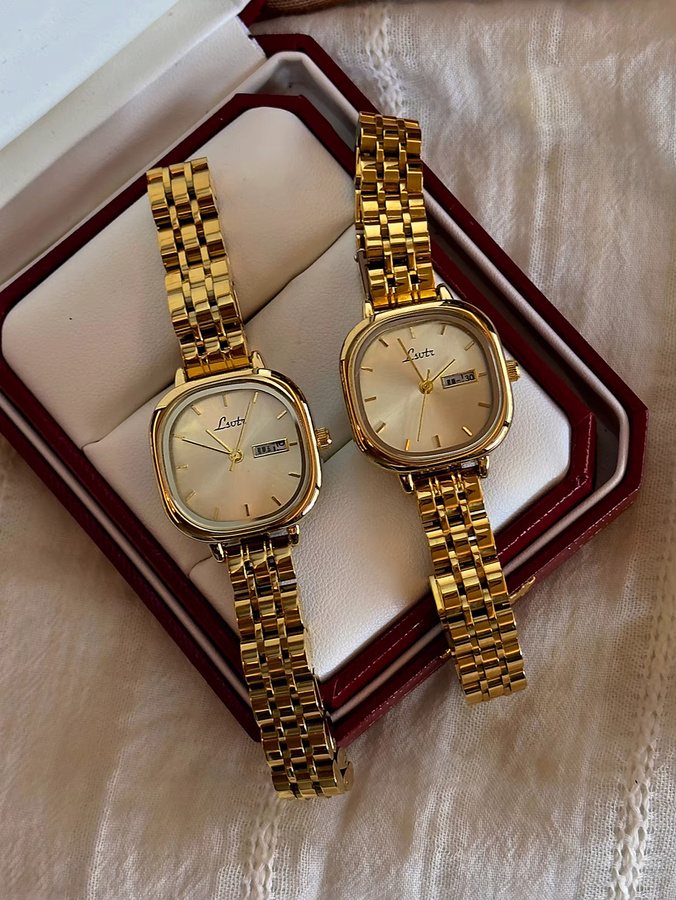LSVTR Armbanduhr, Gold, Edelstahl, Eckig, Quarz, Datum, Damen - Bild 2