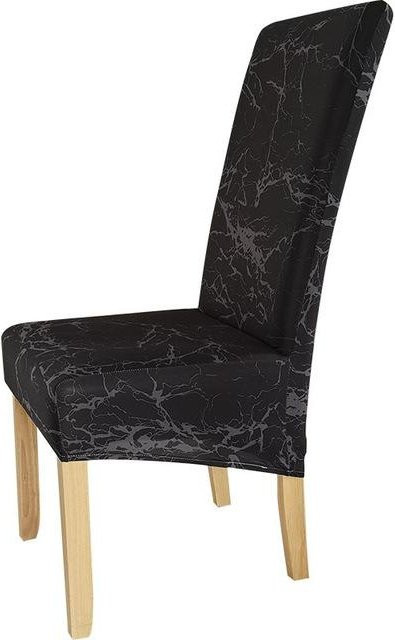 Stretch-Stuhlbezug in XL-Größe mit geometrischem Design für Esszimmerstühle, Schwarz - Bild 1